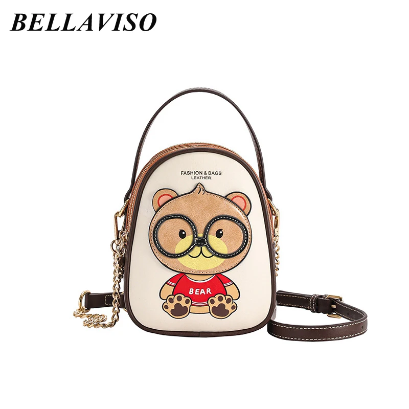 

BellaViso Trendy Women's Muliti Layers Crossbody Bag Female's Casual Cartoon Bear PU Leather Cellphone Shoulder Bags BLCR-19