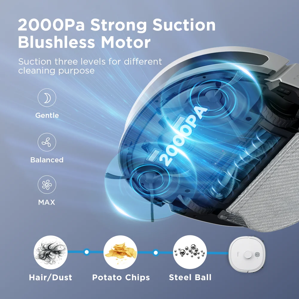 Midea-LDS Robot Home Appliance, M6, 2000Pa Sucção, Carga Automática, Varrer, Limpar, Chão, Tapete, Controle App, Inteligente, Robótico