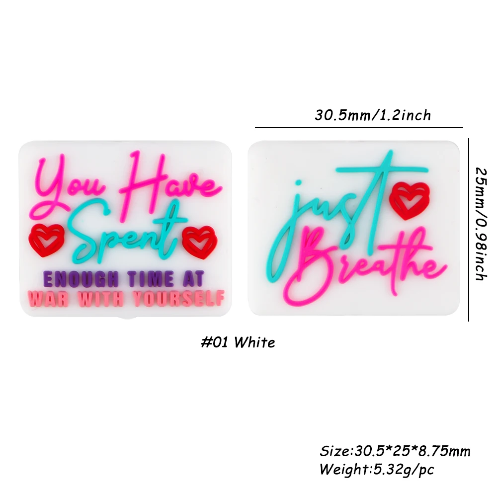 6 قطعة/الوحدة خلفية بيضاء نص ملون سيليكون البؤري الخرز للمجوهرات سوار ذاتي الصنع قلادة المفاتيح الستار حبل الملحقات #6