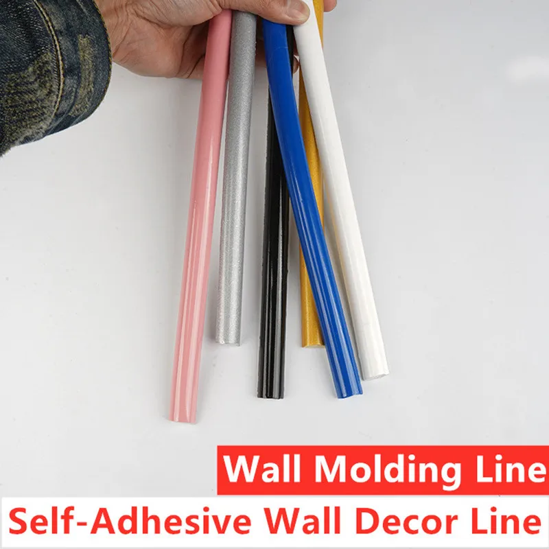 Wall Molding Line PVC Self-Adhesive Home Decor Line Frame Skirting Border Trim Line Wall Background Decor Strip 3D Wall Sticker