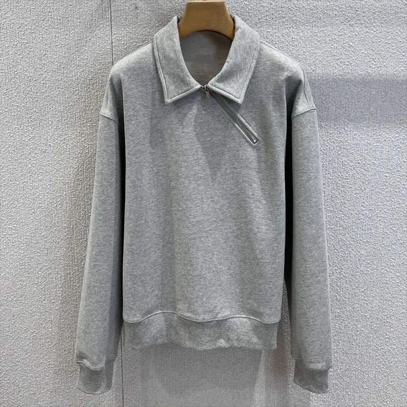 

High quality Ribbon zippers women's long sleeved t-shirt for spring and autumn with sewn-on logo tops 251212108