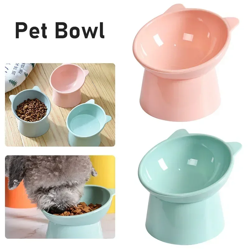 New Cat Bowl High Foot Dog Bowl 45°Neck Protector Cat Pet Food Water Bowls Pet Feeding Cup Pet Feeder