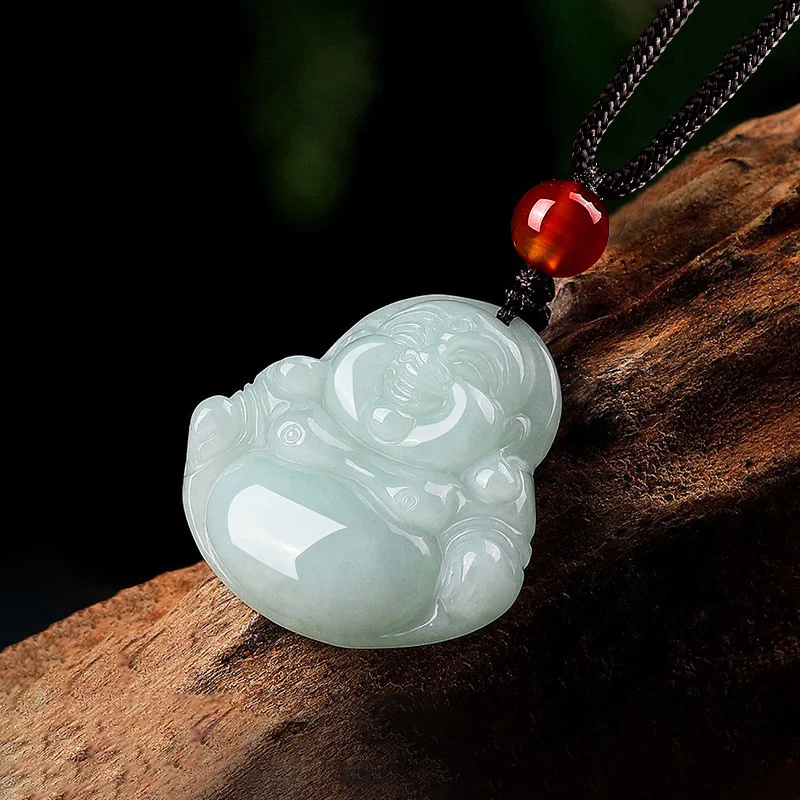 Type A Jade Budda Pendant Natural Jade Jewelry 40mm Jadeite High Quality Buddhist Jewelry Adult Women For Mother Gift