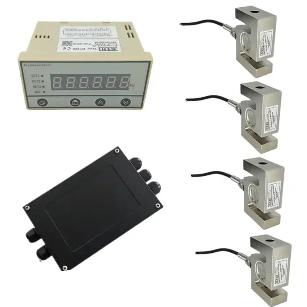 S type  indicator  DYLY-103 500kg 300kg 1t 1.5T load cell kits with 4 channel metal junction box DY220 indicator light LCLY-B03