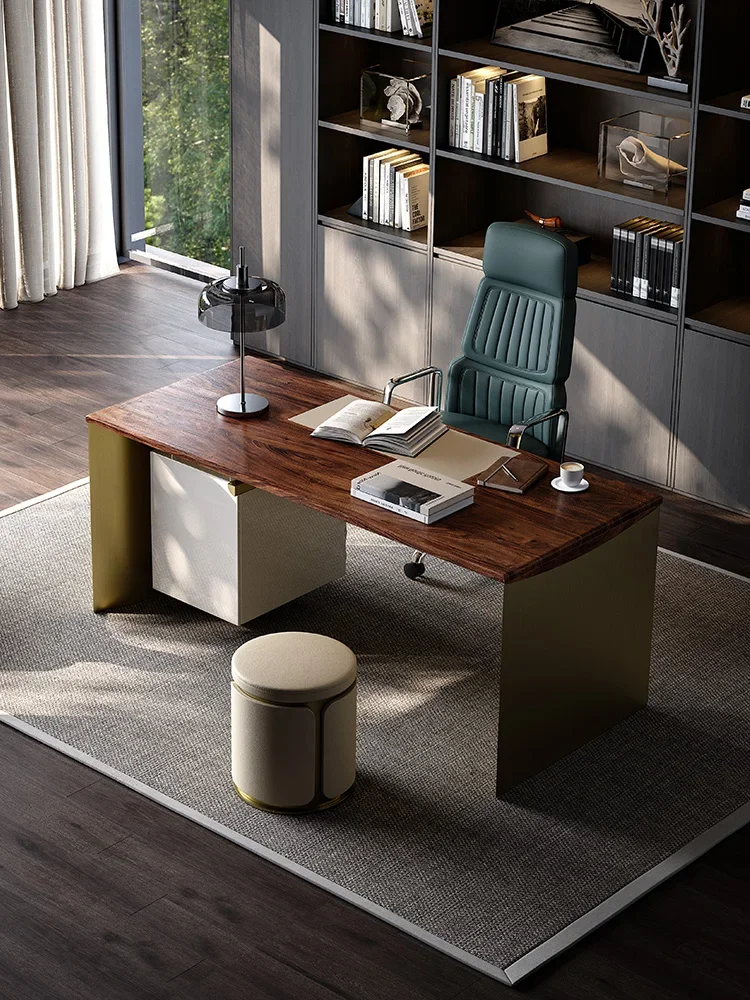 Italian ripple desk, villa mansion study desk, modern light luxury high-end writing desk