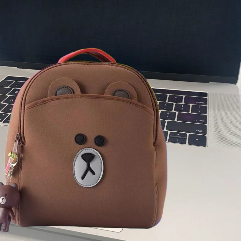 Line Friends brauner Rucksack mit hochwertigem Anime-Cartoon-Print, großes Fassungsvermögen, tragbar, studentenfreundlich und rückenschonend – Detail 4