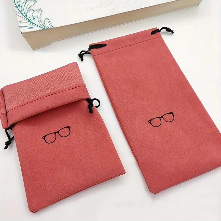 5/10 Stück Modische Tragbare Brillenetuis Brillenzubehör Weiche Brillentaschen Sonnenbrillen-Taschen Einfarbige Kordelzugbeutel – Detail 3