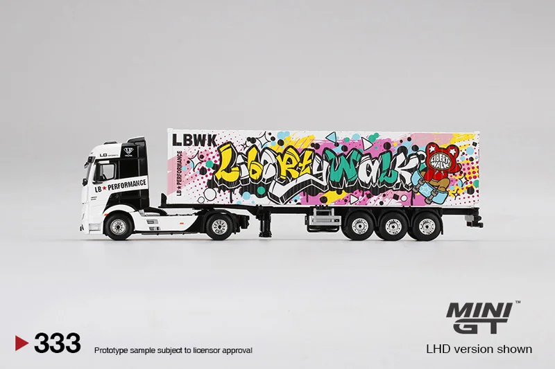 TSM MINI GT #333 LB Graffiti Edition 1:64  Benz towing head Actros container simulation Die-cast alloy car model