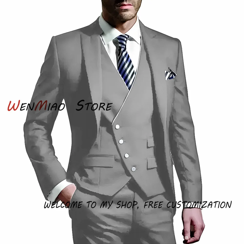 Traje Beige de 3 piezas para hombre, esmoquin Formal de boda para novio, elegante, personalizado, 2024