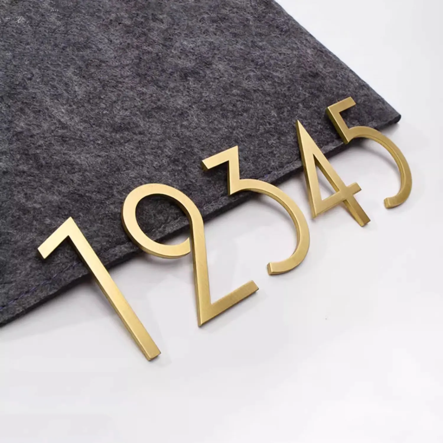 1 PC Solid Brass House Numbers with Backing Adhesive Gold Apartment Door Hotel Room Number 6CM