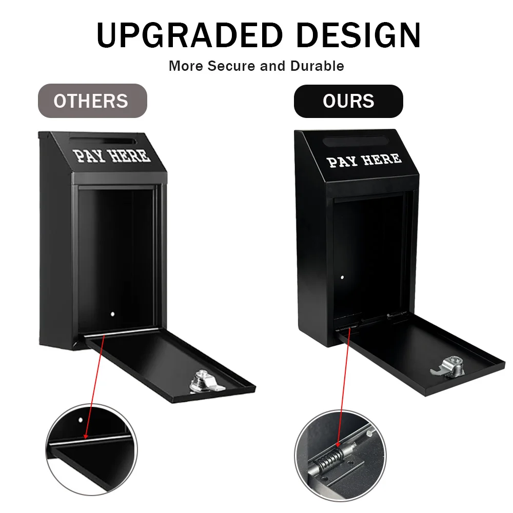 صندوق النقود الآمن، صندوق التبرع المعدني مع قفل مثبت على الحائط، صندوق البريد المحفور مسبقًا، التوصيل للمنزل والمكتب والتركيب الخارجي