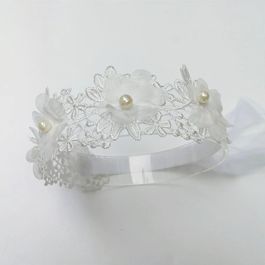 Adorable Lace Floral Baby Headband White - Comfortable, Secure Hair Solution & Perfect Gift for Little Girls