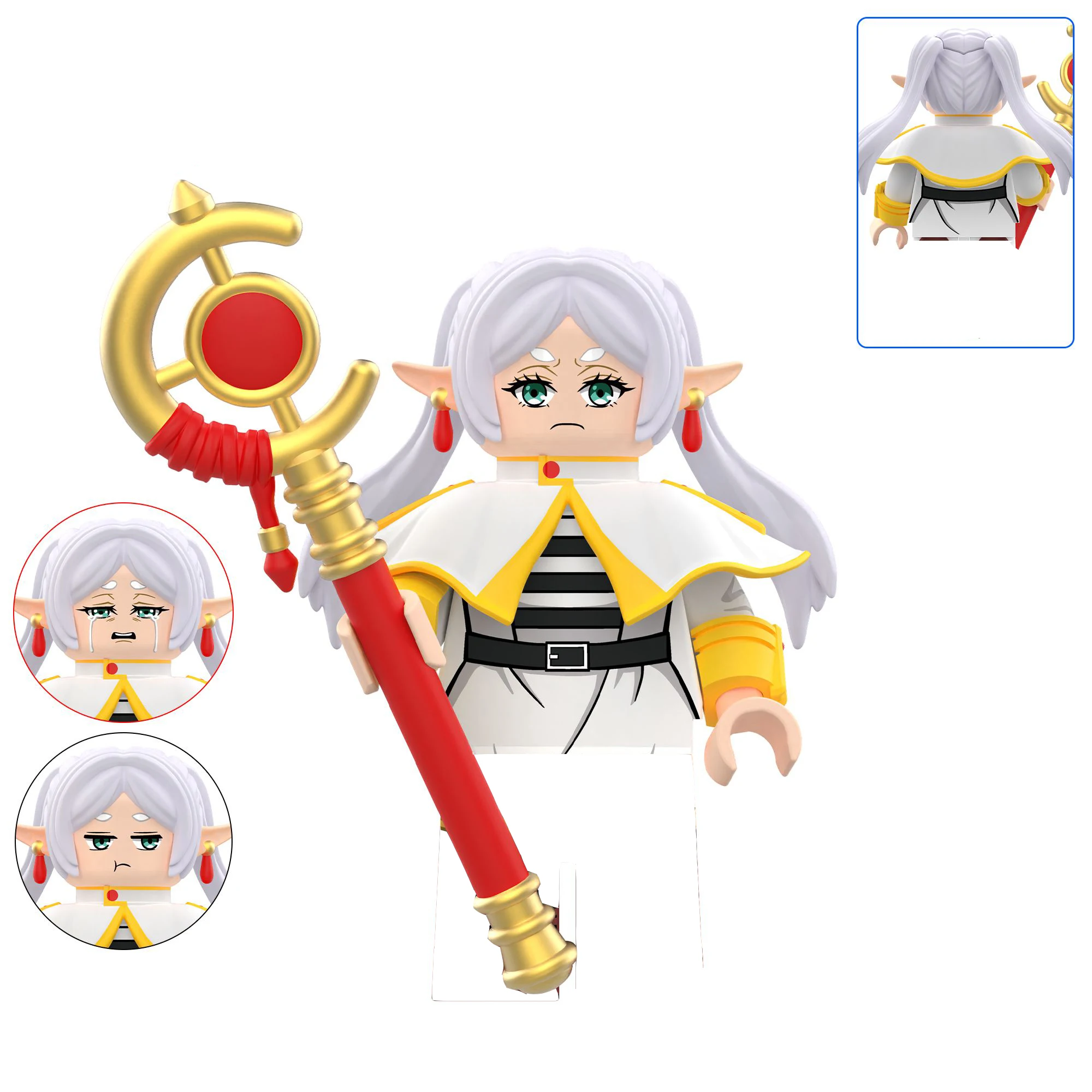 Figurine de dessin animé Frieren 3 Expressions elfe, modèle périphérique en plastique, ornements de décoration, police, Statue, cadeaux d'anniversaire pour enfants, jouets pour enfants