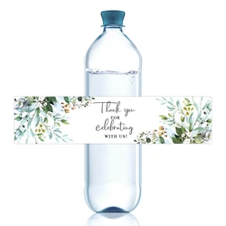 20pcs Plant-Themed Thank You Water Bottle Labels,Decorative Self-Adhesive Bottle Stickers for Party Favors,Wedding,Bridal Shower