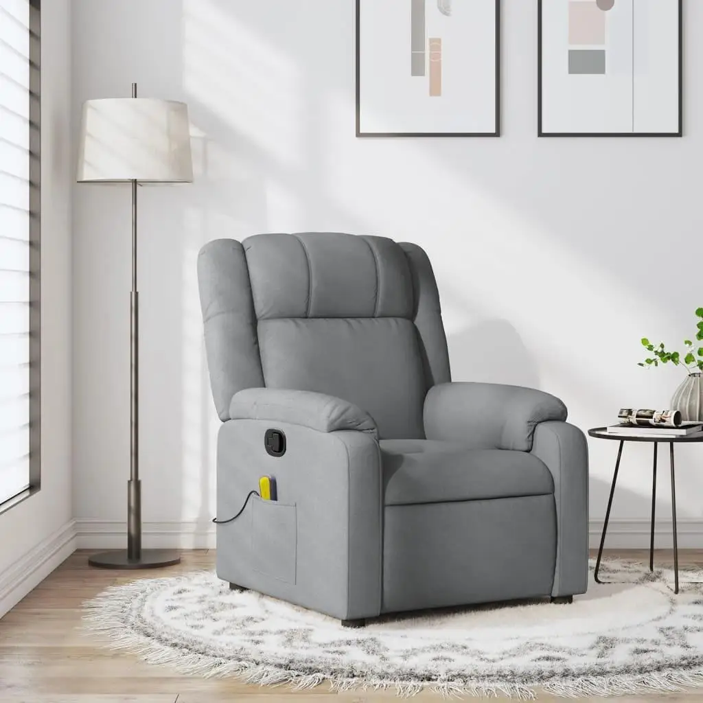 Light Gray Fabric Massage Recliner Chair - Comfortable Ergonomic Design for Relaxation & Stress Relief