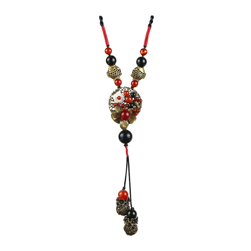 

Retro Sweater Chain Ethnic Necklace Long Clavicle Chain Women Fashion Dainty Gothic Chokers Pendant Classic Style Warm Winter