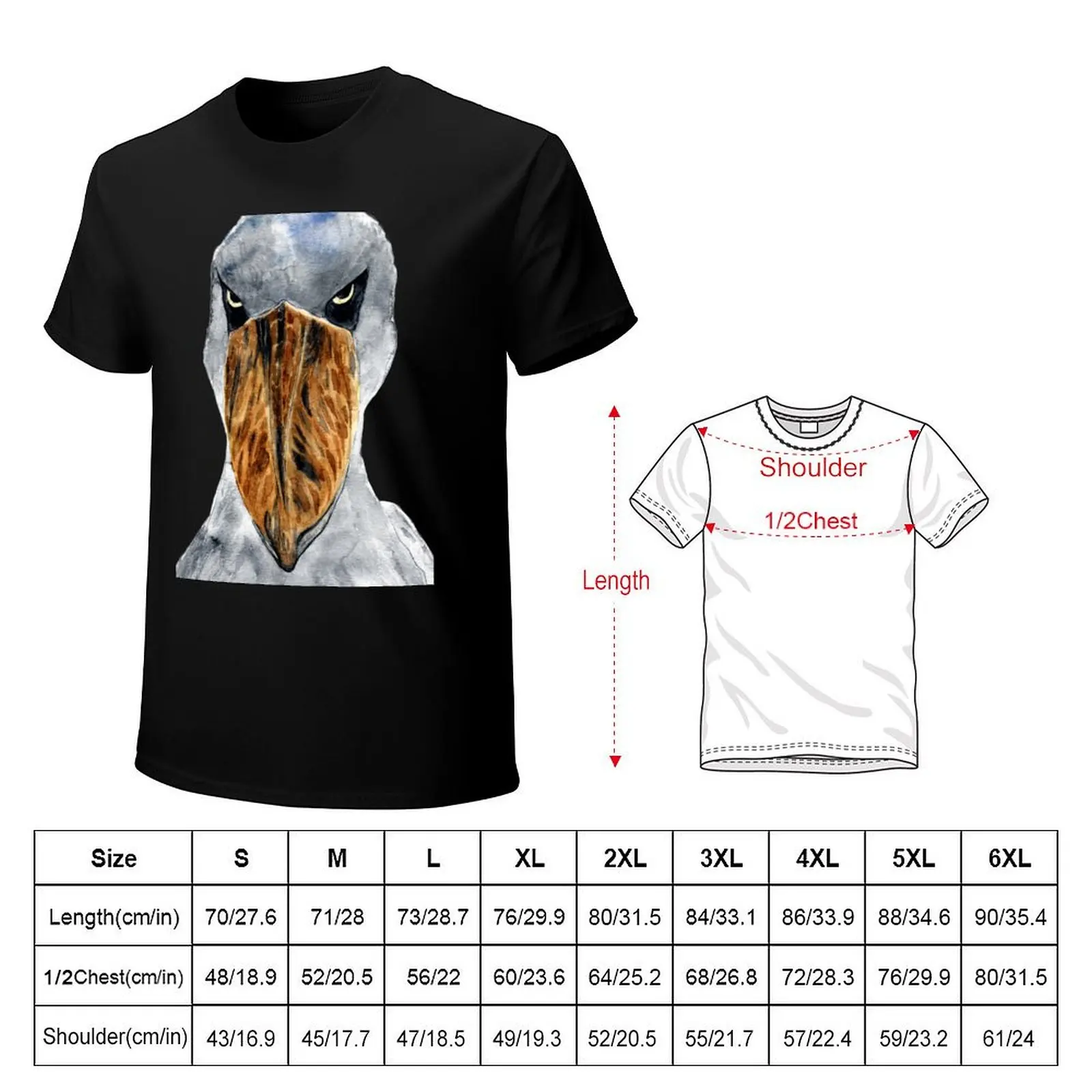 Shoebill bird in watercolour T-Shirt sweat graphics plus size tops mens graphic t-shirts funny