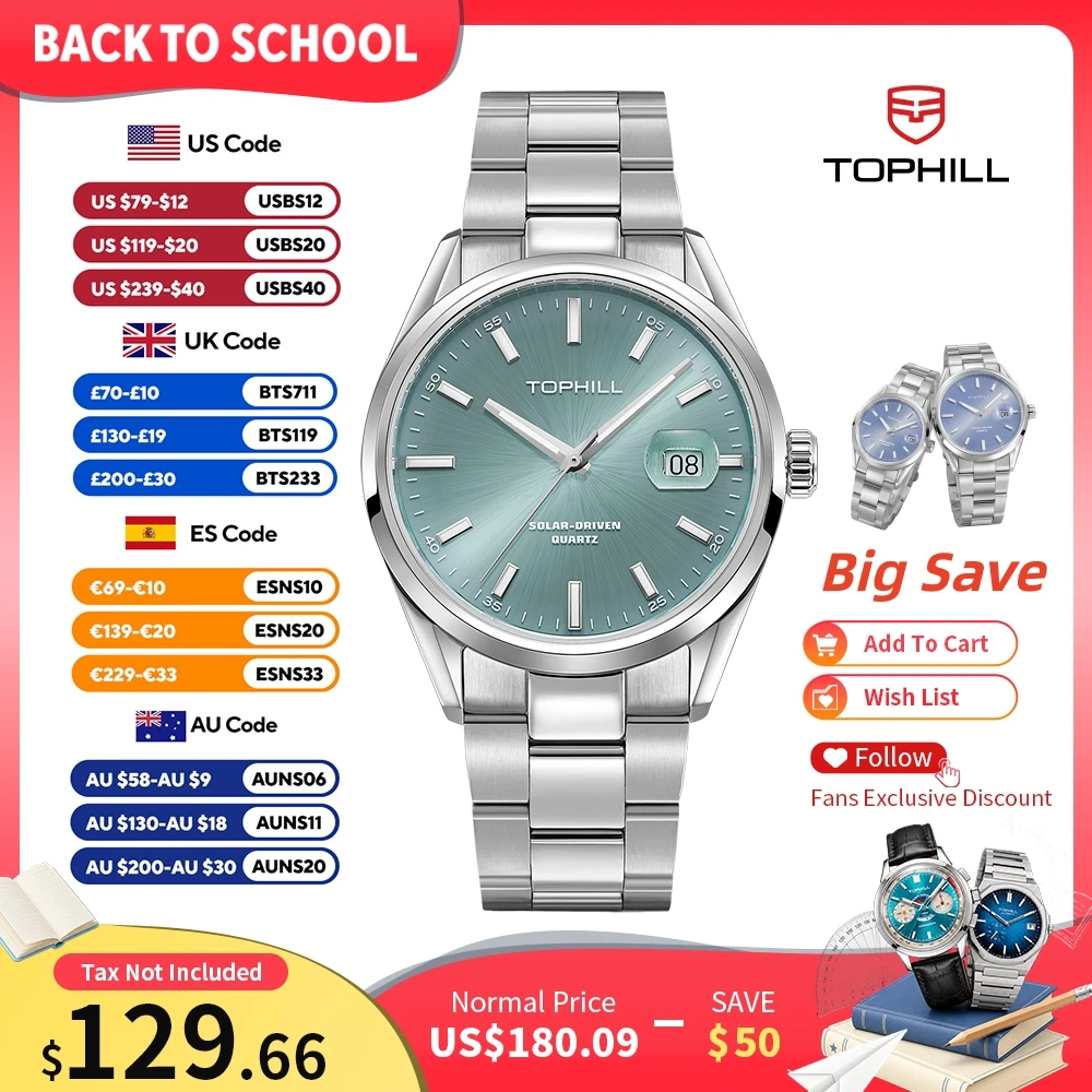 Solar Powered Watch - TOPHILL – montre de luxe pour