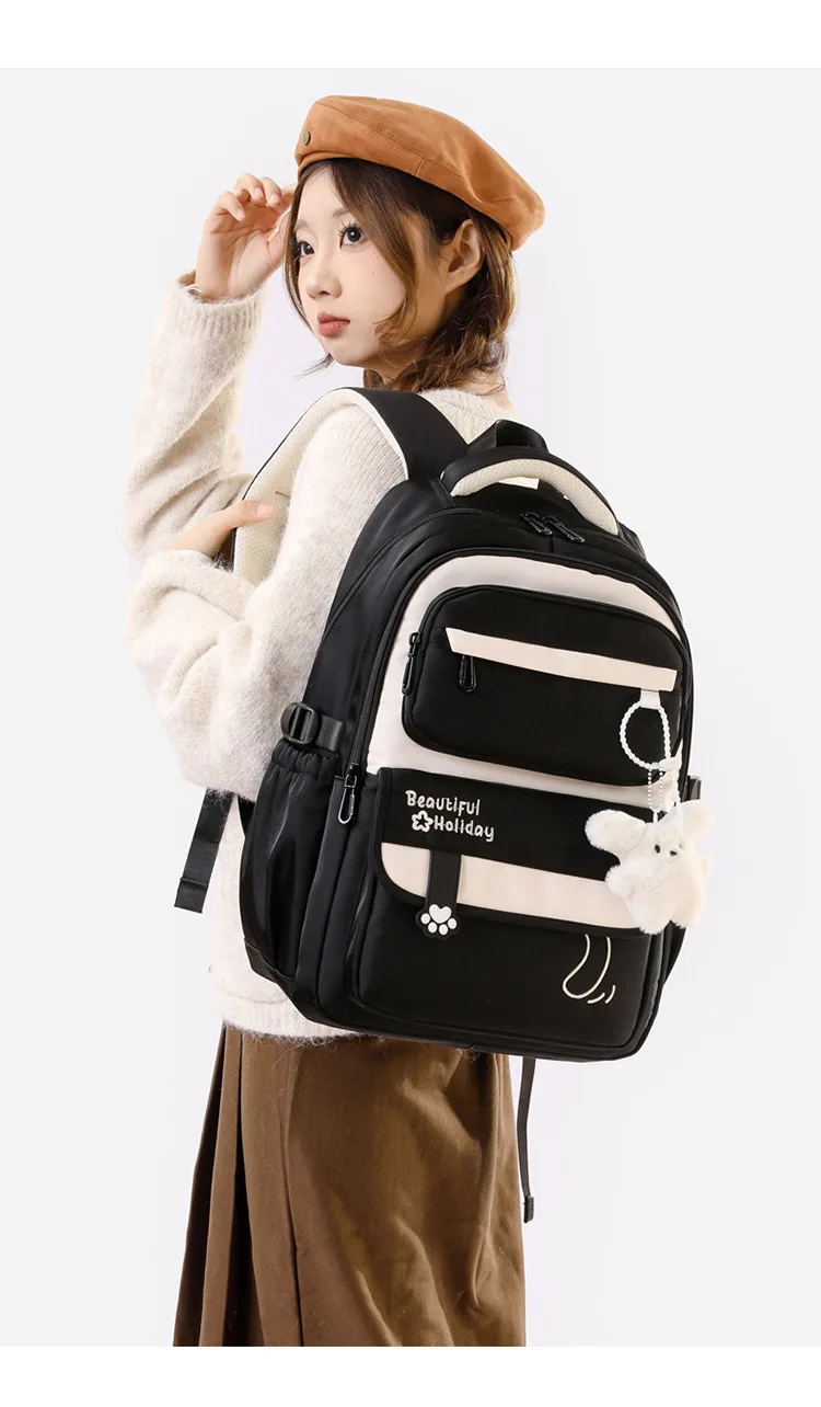 Middle School Backpack for Girls Large Capacity Bookbag Lightweight Fashion Student Backpack Simple Modern School Bags for Teens