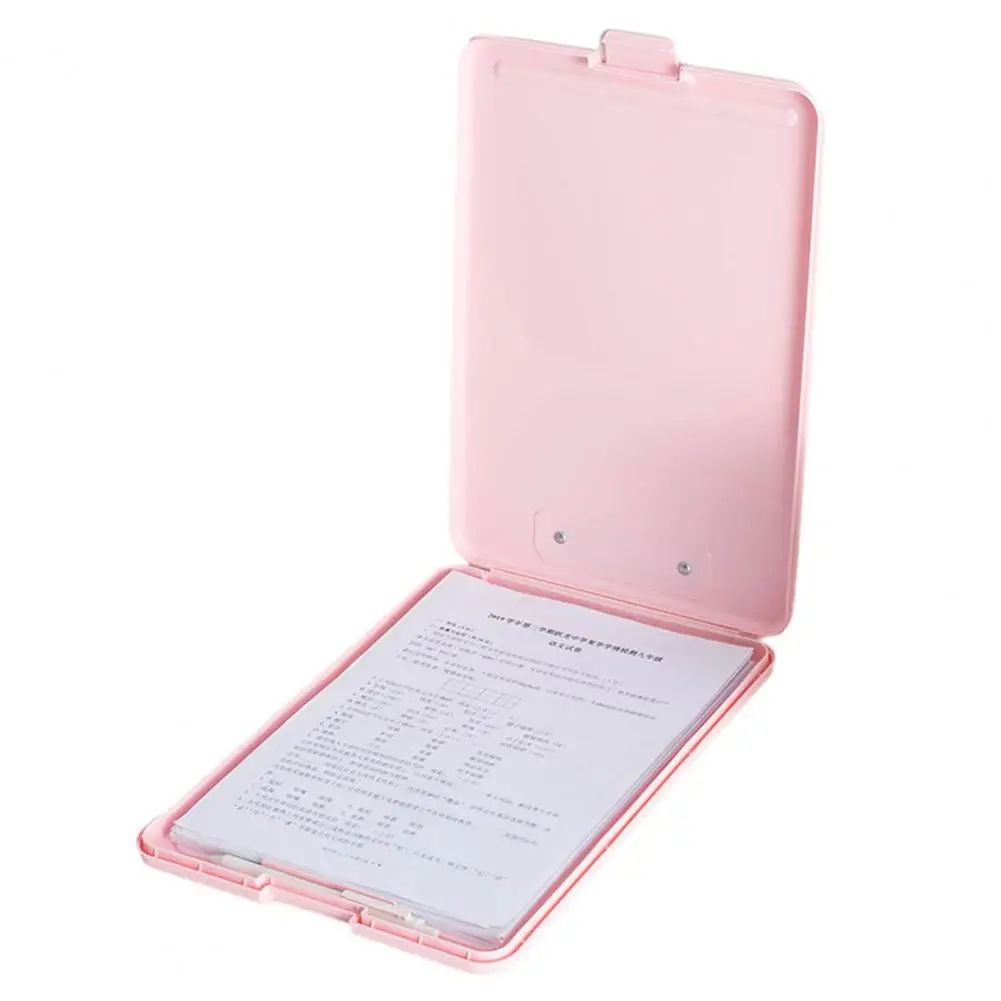 A4 Paper Storage Box Portable Storage Clipboard with Pen Holder Lightweight File Box for Home School Office Organization