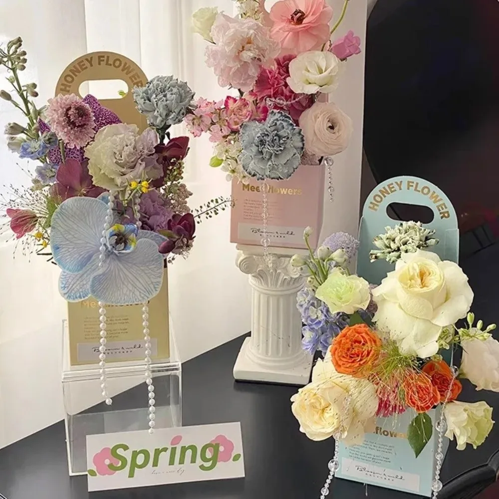 5 Stück Kreative Tragbare Faltbare Blumenbox Handgefaltete Mehrfarbige Blumen-Geschenkbox Dicke Karton-Bouquet-Verpackungsbox – Detail 6