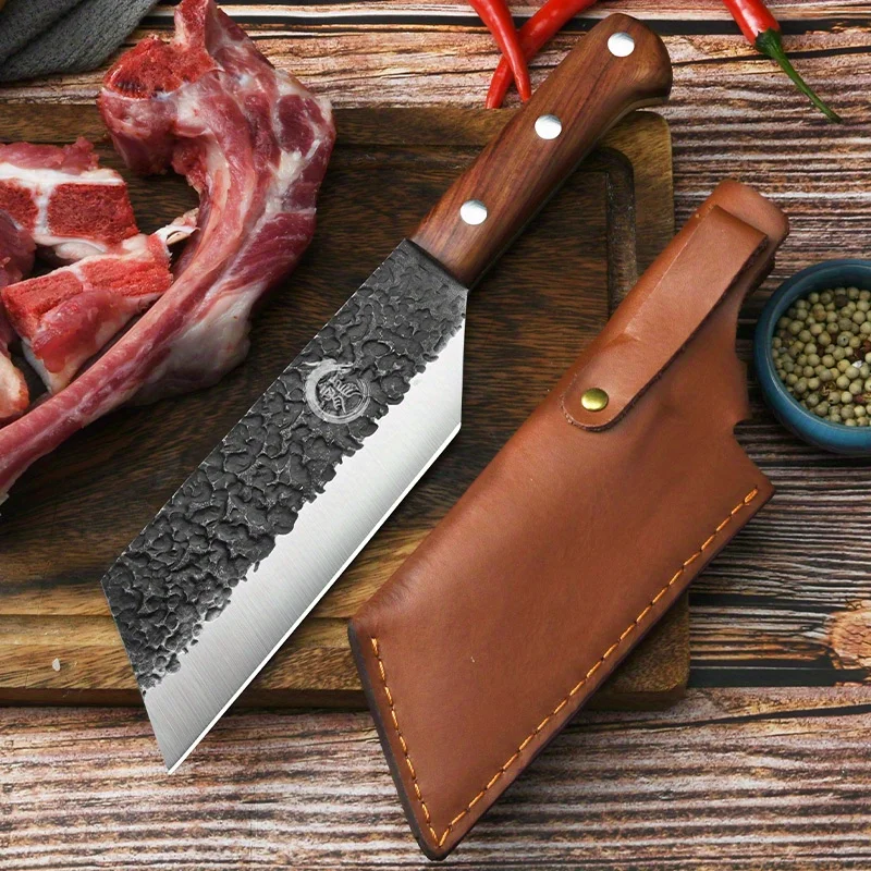 High Hardness Chopping Knife 5CR Stainless Steel Sharp Meat Cutting Knife Commercial Chopping Chicken and Ribs Forged Knife