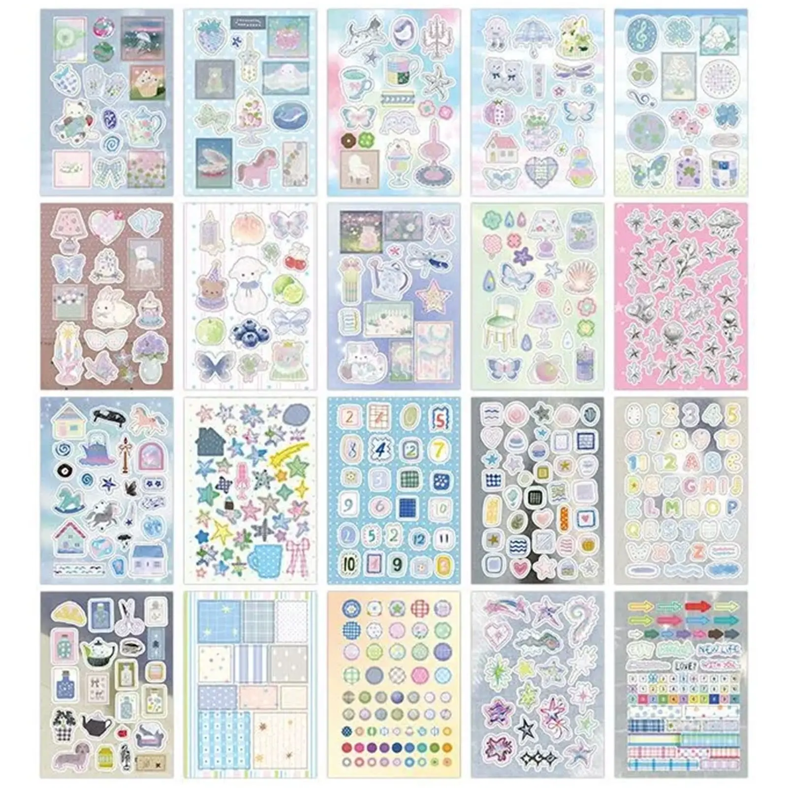 Teenager Stickers Book Holographic Journaling Decals Shiny PET Self Adhesive DIY Stickers for mobile Phone Case Scrapbooking Art