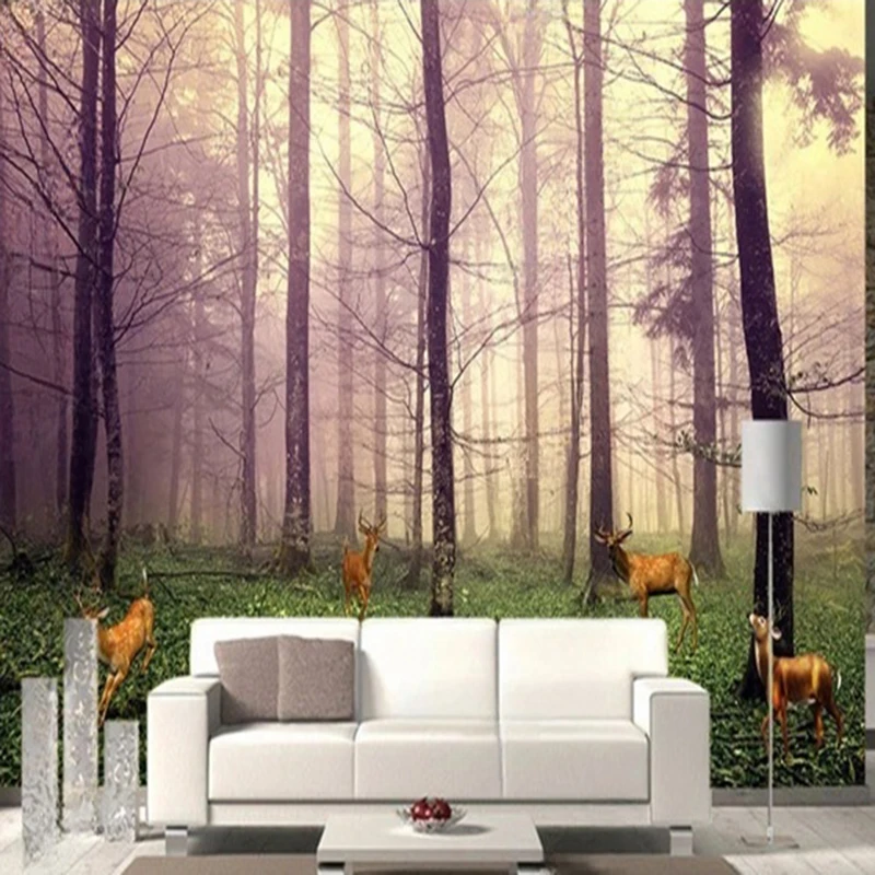 Custom Forest Landscape Wallpaper Murals Hand-painted Nature-Themed TV Backdrop for Living Room Bedroom Wall Decor Background