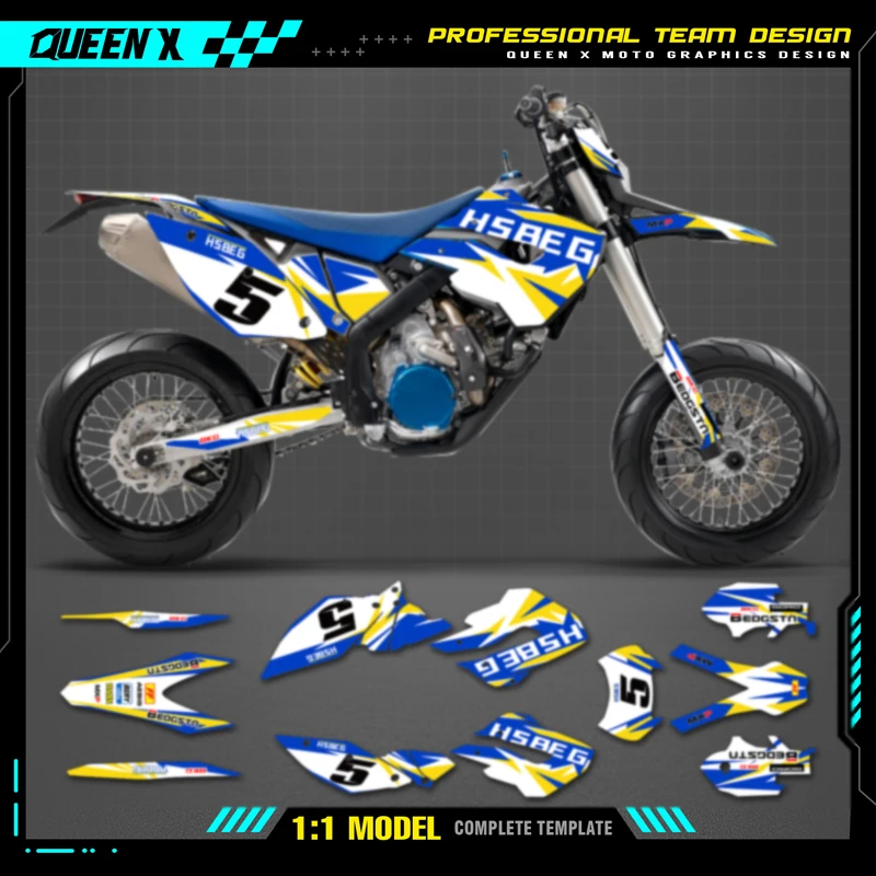 QUEEN X MOTO Motorcycle Team Graphics Decal & Sticker Kit For HUSABERG 2009 2010 2011 2012 FE TE  FC TC 01