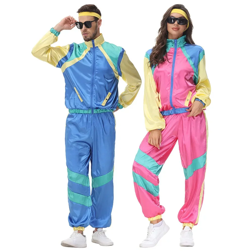 Frauen männliche Hippie-Kostüme für Erwachsene Vintage 70er 80er Rock Disco Cosplay Outfits Karneval Halloween Party Fantasia Dress Up