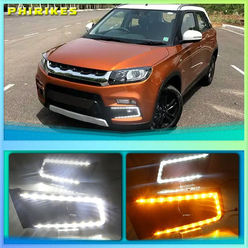 

for SUZUKI Vitara brezza 2015 - 2017 LED DRL Daytime Running Lights Daylight with yellow turn signal Styling light