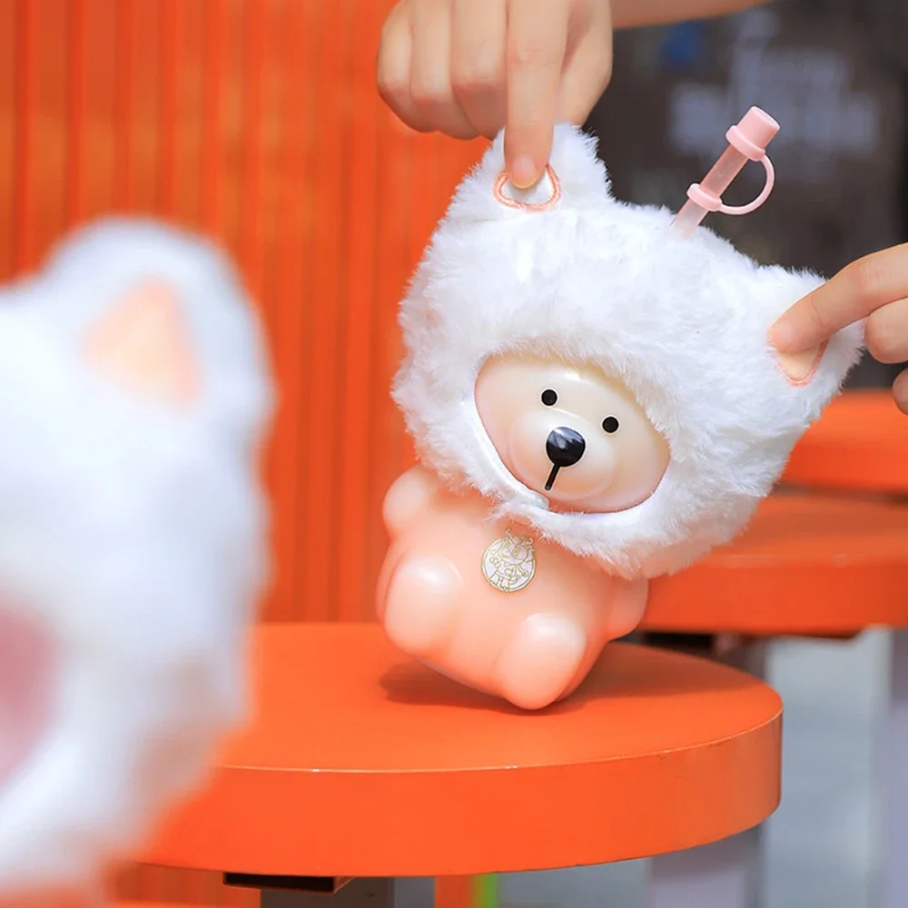 

Соломенная чашка с кошачьей головой и медведем, чашка для холодных напитков в форме медведя, милая чашка для воды с медведем большой емкости