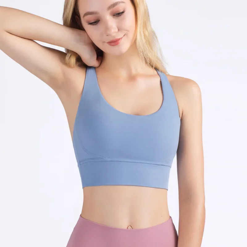 COZOK New Solid Color Sports Bra Nylon Breathable Women Yoga Tops Bra Sexy Gym Wear Outdoor Exercise Clothes Crop Top