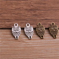 20PCS 10*18mm Double-faced Owl Pendant Two Color DIY Retro Jewelry Bracelet Necklace Charms Pendant