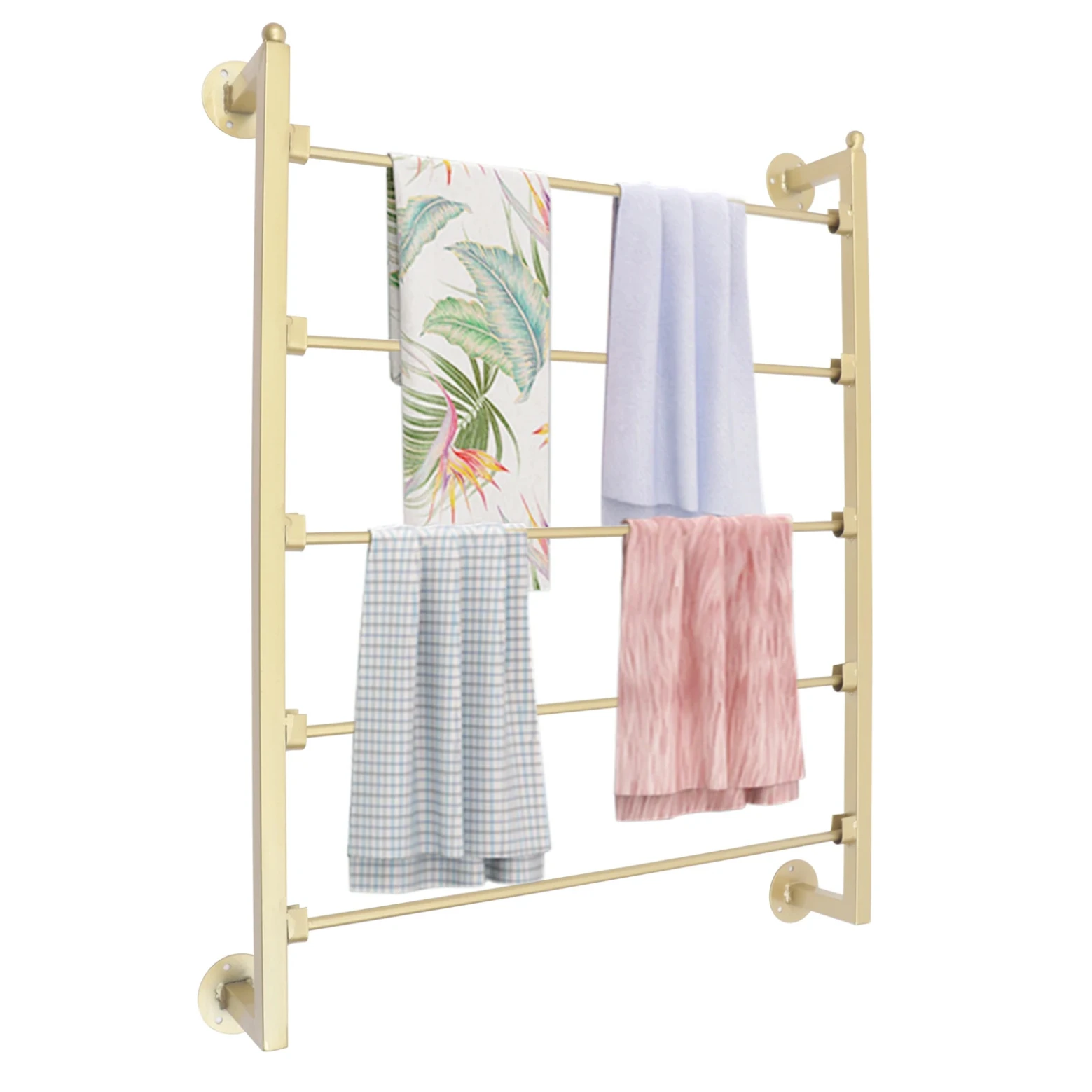 

Towel Rack 5 Tier Towel Drying Rack for Bathroom Standing Hand Towel Holder Black Towel Rack Stand with Storage Shelf