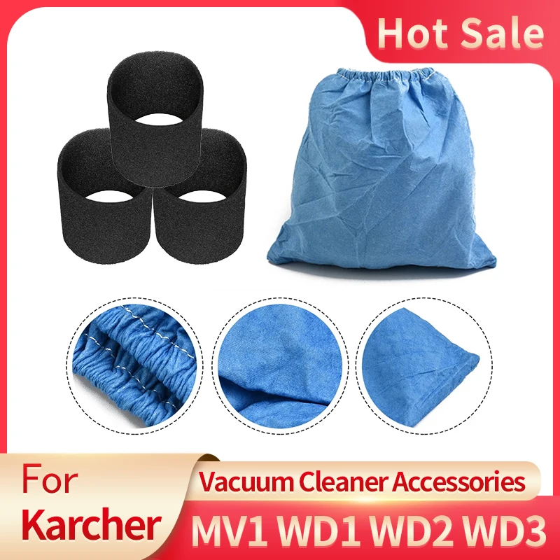 For Karcher MV1 WD1 WD2 WD3 Vacuum Cleaner Filter Bag Textile Filter Bags Wet and Dry Foam Filter Vacuum Cleaner Parts