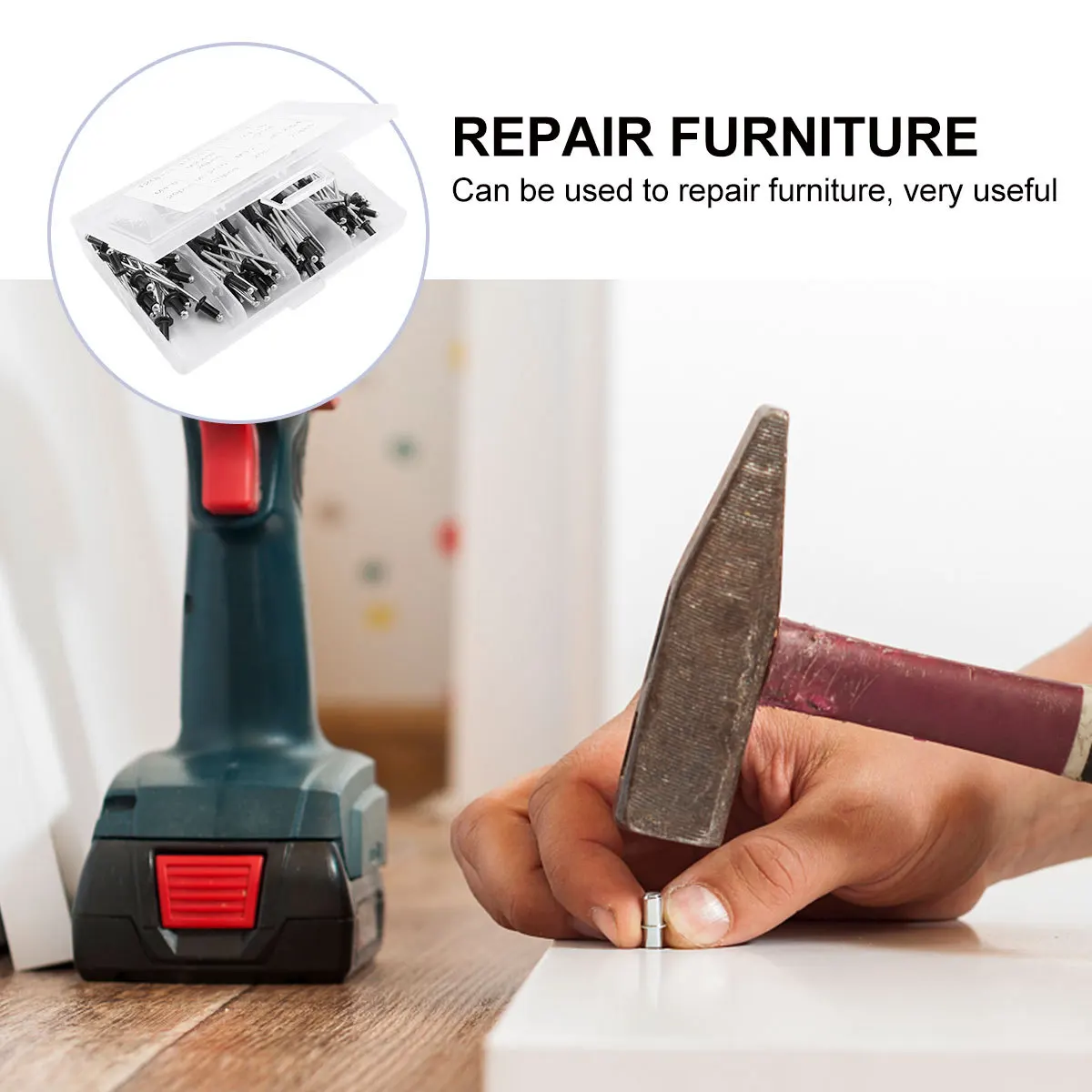 

120Pcs Black Aluminium Blind Rivet Nails M2.4 M3.0 M3.2 Fasteners Kit Assortment for Furniture Aircraft Machinery