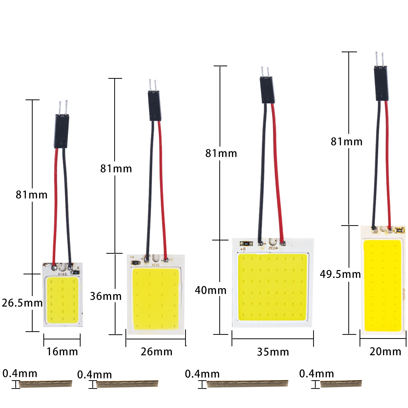 4pcs COB Led Panel Light Bulb Lamp White Car Interior Accessories 18/24/36/48 SMD