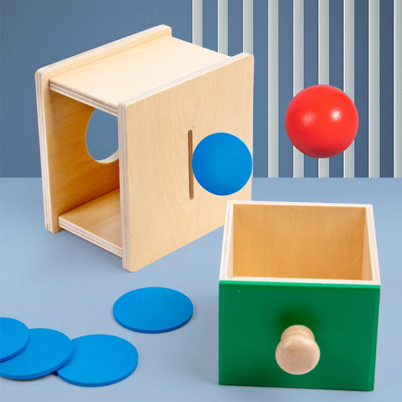 

Wooden Puzzles Toys 2 in 1 Coin Ball Box Sets Game Hand-eye Coordination Grasping Training Montessori Toy For Children