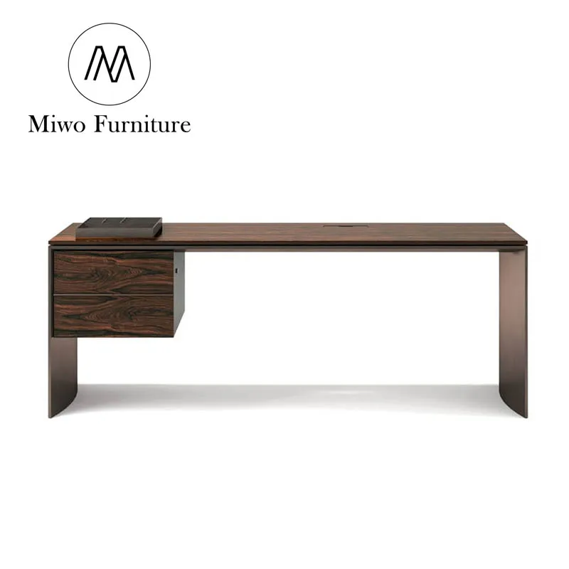 Home Office Desk Chair Modern Design Italian Wooden Work Desk Office Table Furniture Set With Drawer Cabinet Computer Desk