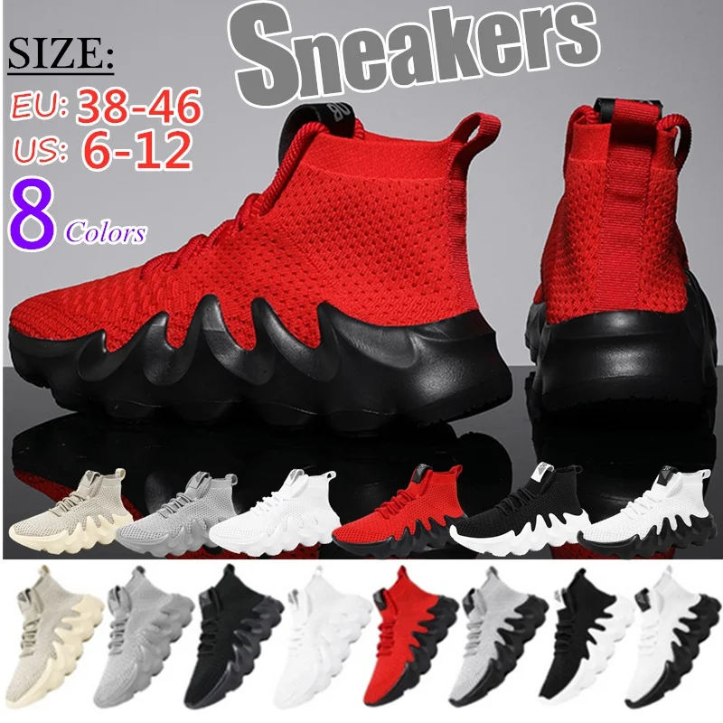 Brand Mens High Top Fashion Sneakers Breathable Shoes Comfortable Sneakers Heighten Sports Shoes Men Lightweight Walking Shoes