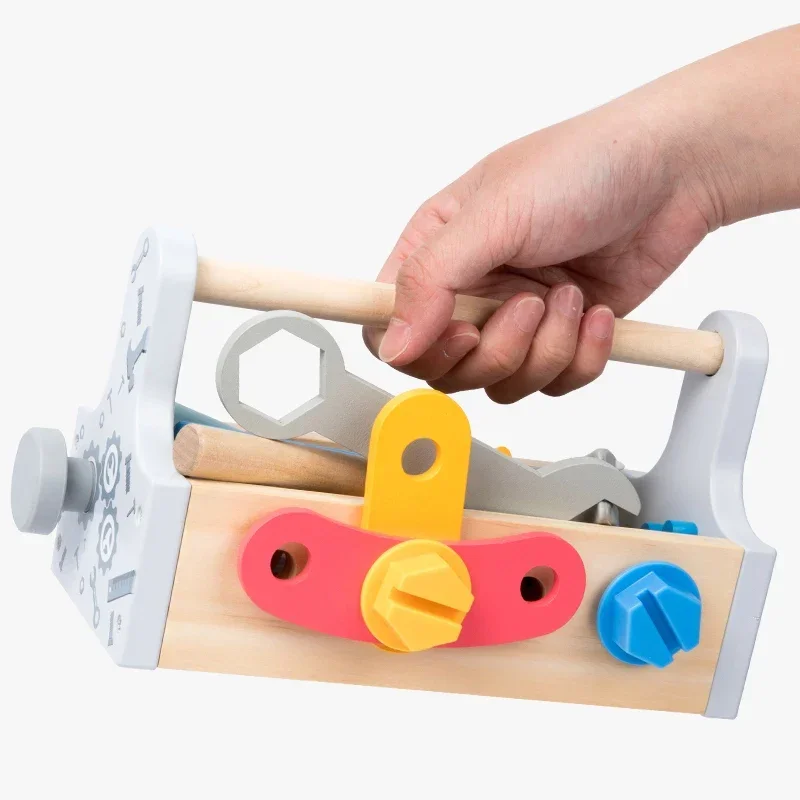 Kids Wooden Tool Box Toy Pretend Game Puzzle Disassembly Set Simulation Multifunctional Repair Carpenter Boy Gift