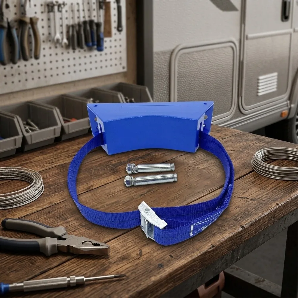 Wall Fixed Liquefied Gas Cylinder Holder for Caravan Applications with Customizable Buckle and Reinforced Strap Assembly