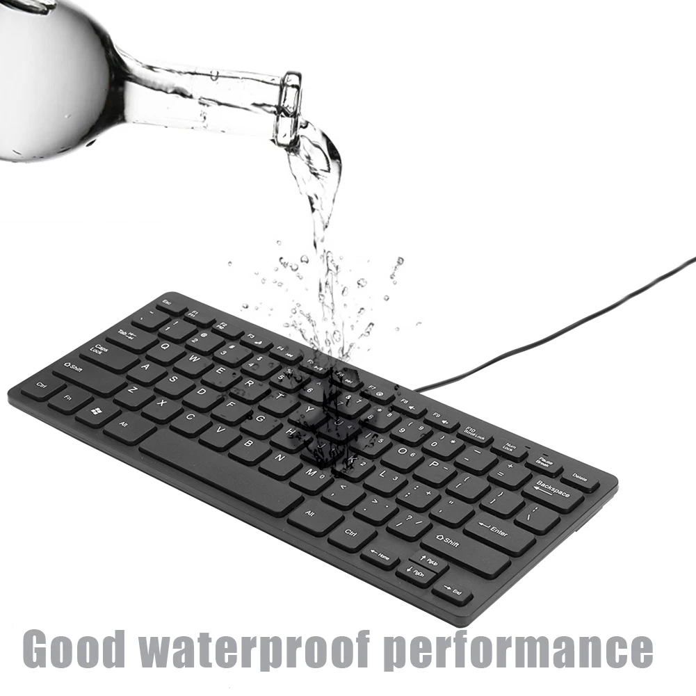 K1000 10 inch Ultra Thin 78 Keys Wired Keyboard Mini USB Slim PC Keyboard Keypad