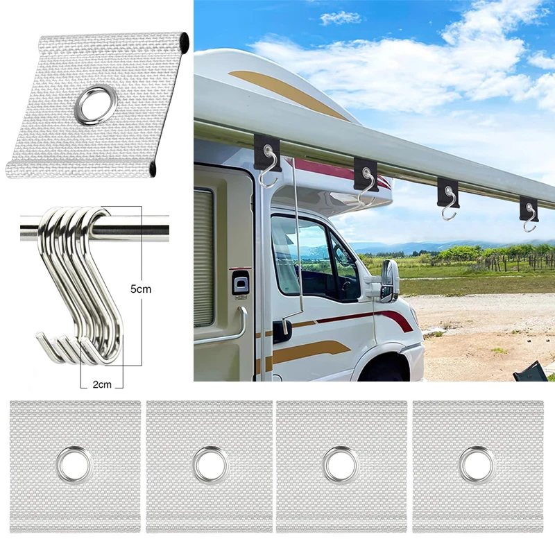1/4pcs Heavy-Duty Nylon RV Awning Hooks - Multi-Use Curtain Clothesline & Tent Hooks for 5/6mm-7/8mm Pipe Holes S Shaped Hook