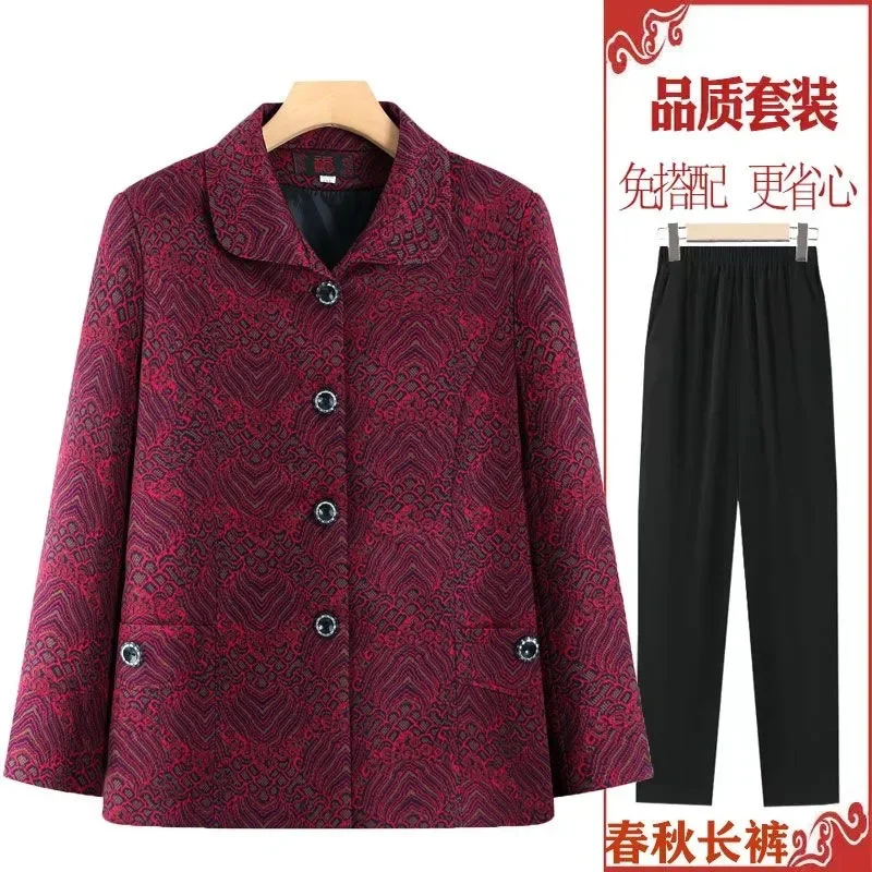 

2025 Middle Aged Mother Fashion High-end Tops Jacket Korean Ladies Large Size 5XL Outwear Spring Autumn Femme Long Sleeves Coat