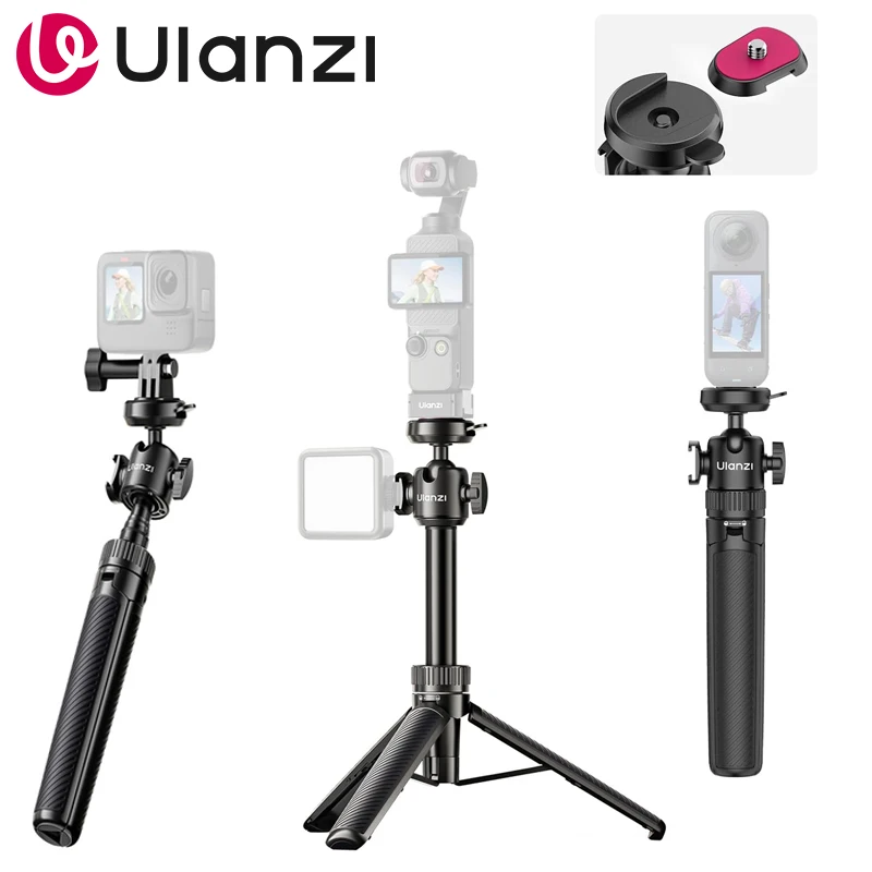 Штатив Ulanzi MT90, 2-в-1, селфи-палка Cka, быстросъемный для экшн-камеры Gopro Hero 12 11 DJI Pocket 3, гибкая подставка для видеоблога
