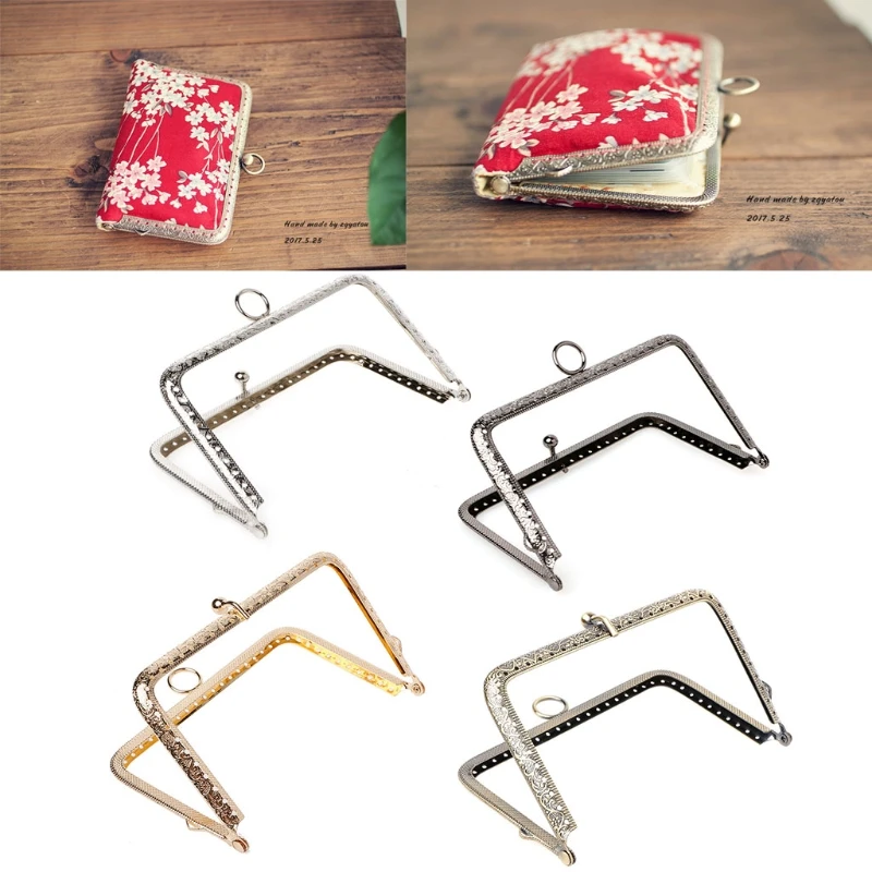 E74B 1Pc DIY Purse Handbag Handle Coins Bags Metal Kiss Clasp Lock Frame 13.8cm