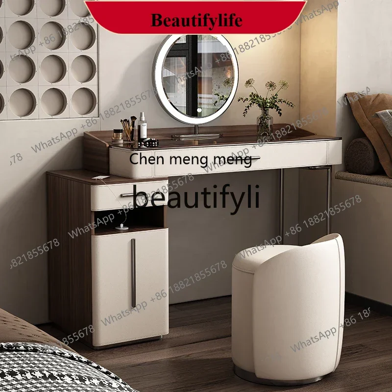 D178  Light luxury dresser, minimalist small apartment storage cabinet integrated, new, premium glass makeup table