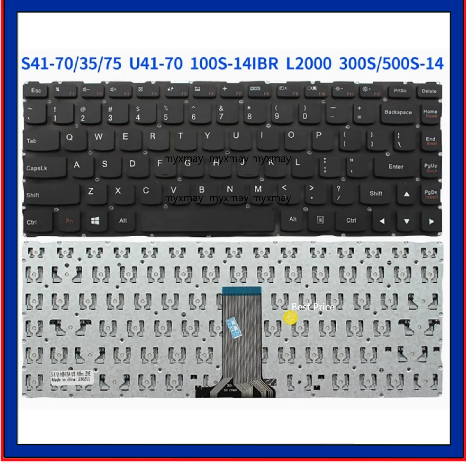 

US SP Layout for Lenovo 500S-14 100S-14IBR/14ISK/U31 300S-14ISK N3060 S41-70/35/75 500S-14 Laptop Keyboard no backlight